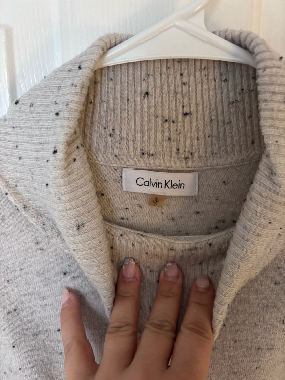 Calvin Klein Heathered Cream Turtle Neck Sweater